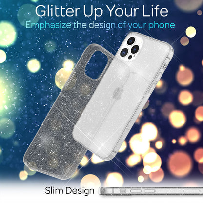 NALIA Glitzerhülle für iPhone 13 Pro Max – Funkelndes Silikon Case – DAZZLIN (Transparent & Stoßfest) – Marke aus Berlin