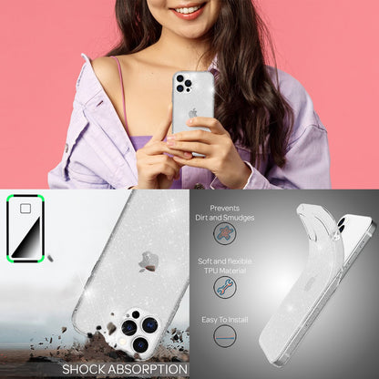 NALIA Glitzerhülle für iPhone 13 Pro Max – Funkelndes Silikon Case – DAZZLIN (Transparent & Stoßfest) – Marke aus Berlin
