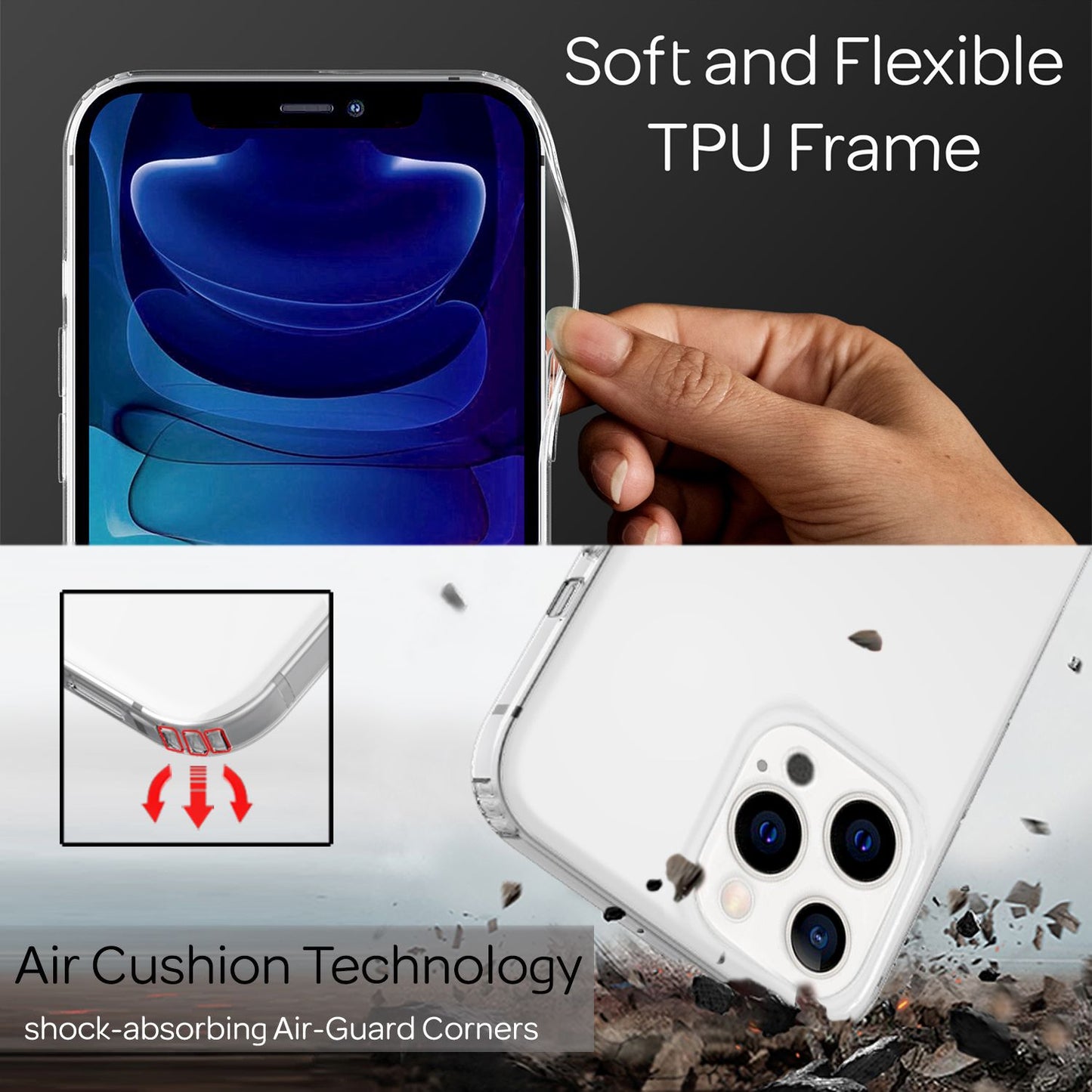 NALIA Transparente Hülle für iPhone 13 Pro Max – Harte Rückseite & Silikon Rand – IGNITE (Stoßfeste Handyhülle & Verstärkte Ecken) – Marke aus Berlin