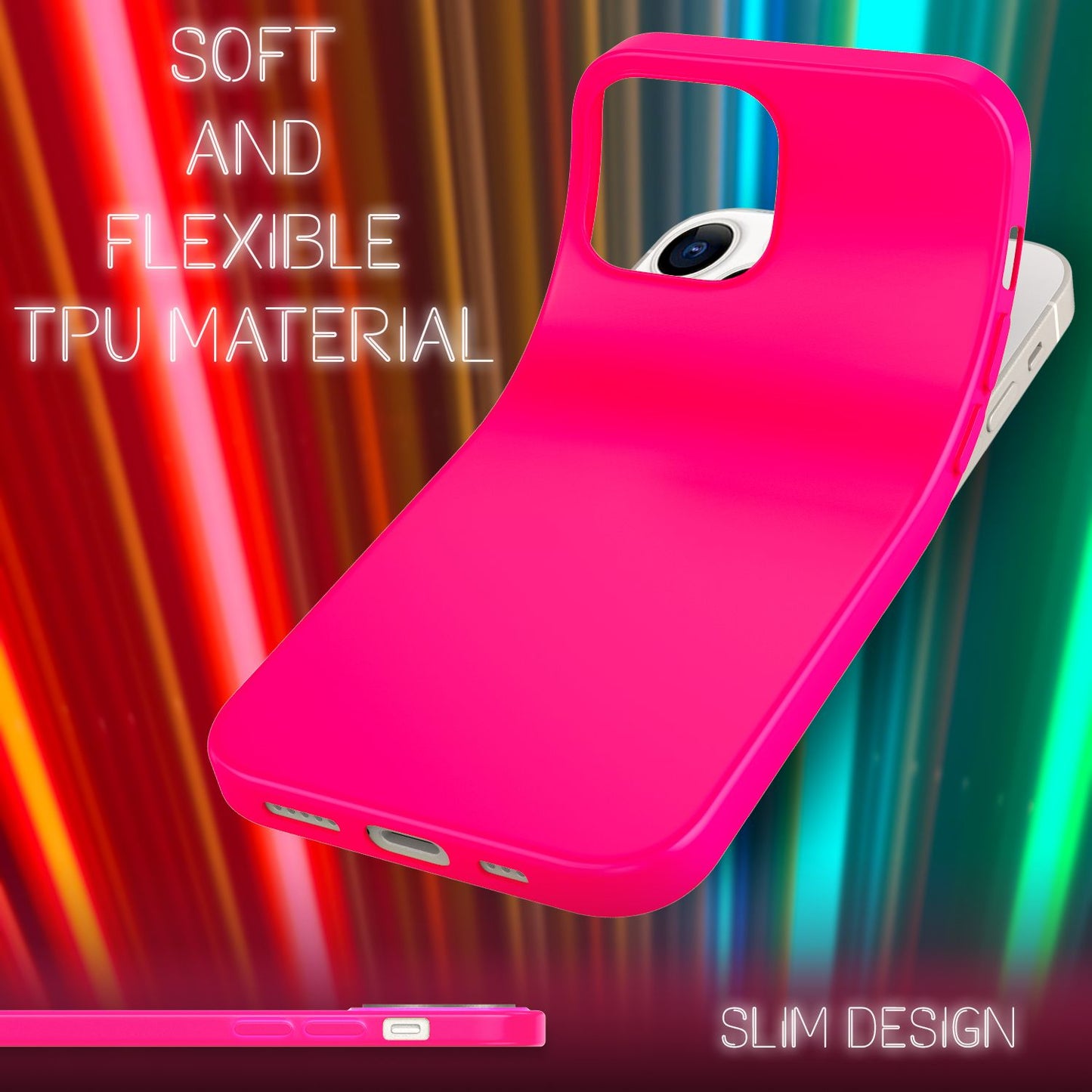 NALIA Neon Silikonhülle für iPhone 13 Pro Max – Soft-Touch & Signal-Neon – NEONSHOCK (Matte Schutzhülle) – Marke aus Berlin