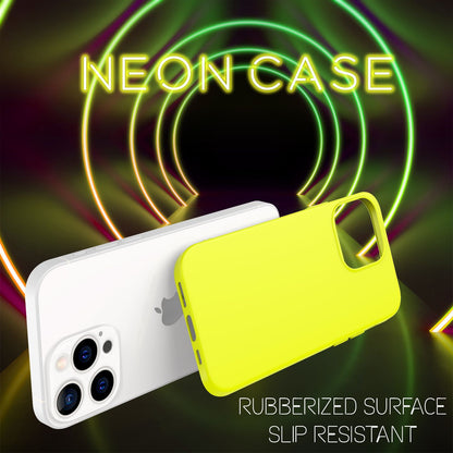 NALIA Neon Silikonhülle für iPhone 13 Pro Max – Soft-Touch & Signal-Neon – NEONSHOCK (Matte Schutzhülle) – Marke aus Berlin