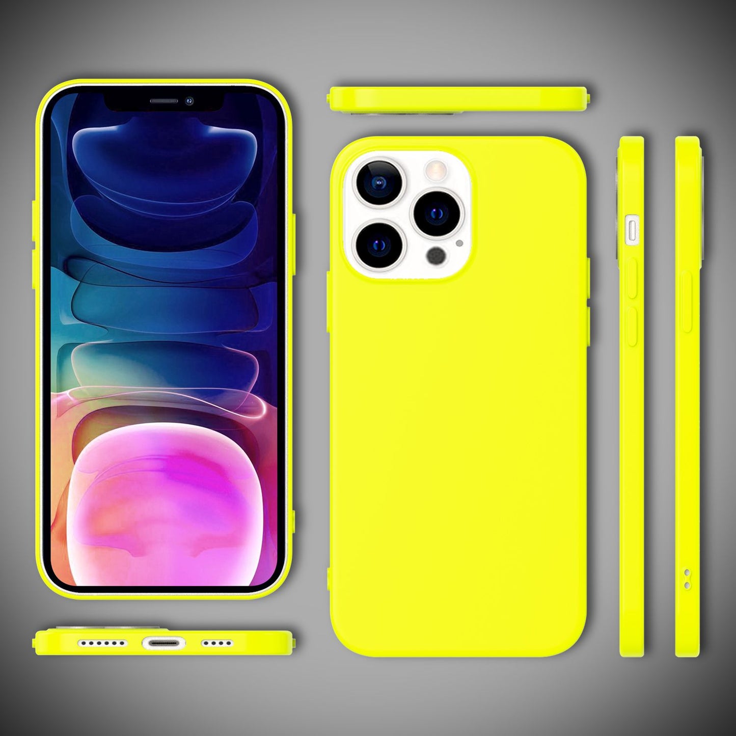 NALIA Neon Silikonhülle für iPhone 13 Pro Max – Soft-Touch & Signal-Neon – NEONSHOCK (Matte Schutzhülle) – Marke aus Berlin