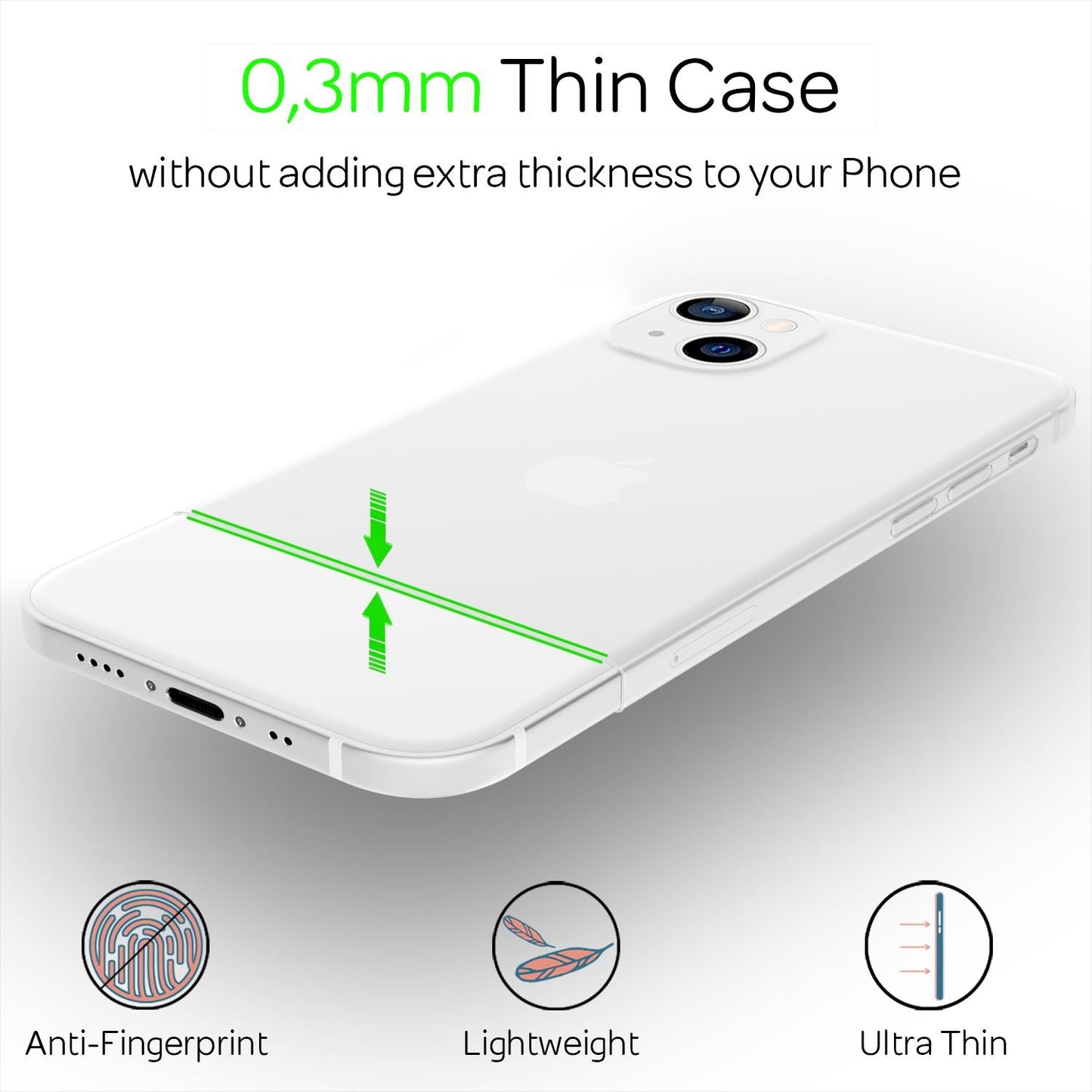 NALIA Ultra Slim Hardcase für iPhone 13 Mini – Matt-Transparent & 0.3mm Dünn – PHANTOM (Dünnes Cover & Kamera-Vollschutz) – Marke aus Berlin