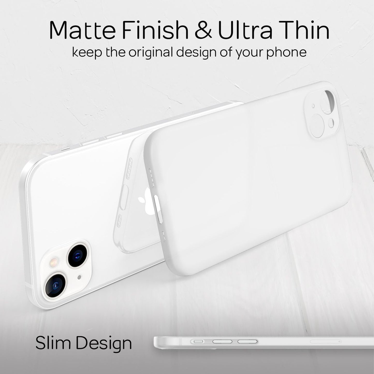 NALIA Ultra Slim Hardcase für iPhone 13 Mini – Matt-Transparent & 0.3mm Dünn – PHANTOM (Dünnes Cover & Kamera-Vollschutz) – Marke aus Berlin