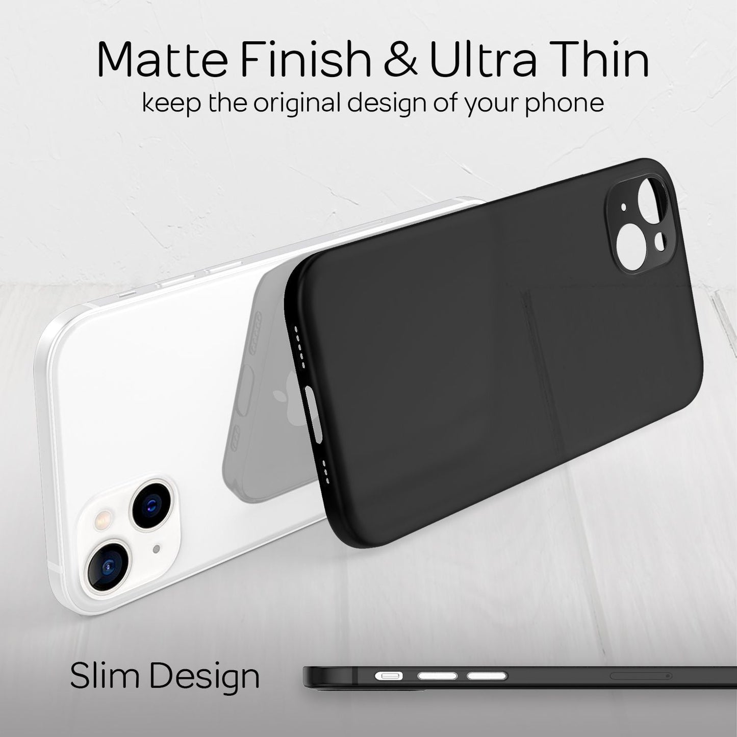 NALIA Ultra Slim Hardcase für iPhone 13 – Matt-Transparent & 0.3mm Dünn – PHANTOM (Dünnes Cover & Kamera-Vollschutz) – Marke aus Berlin