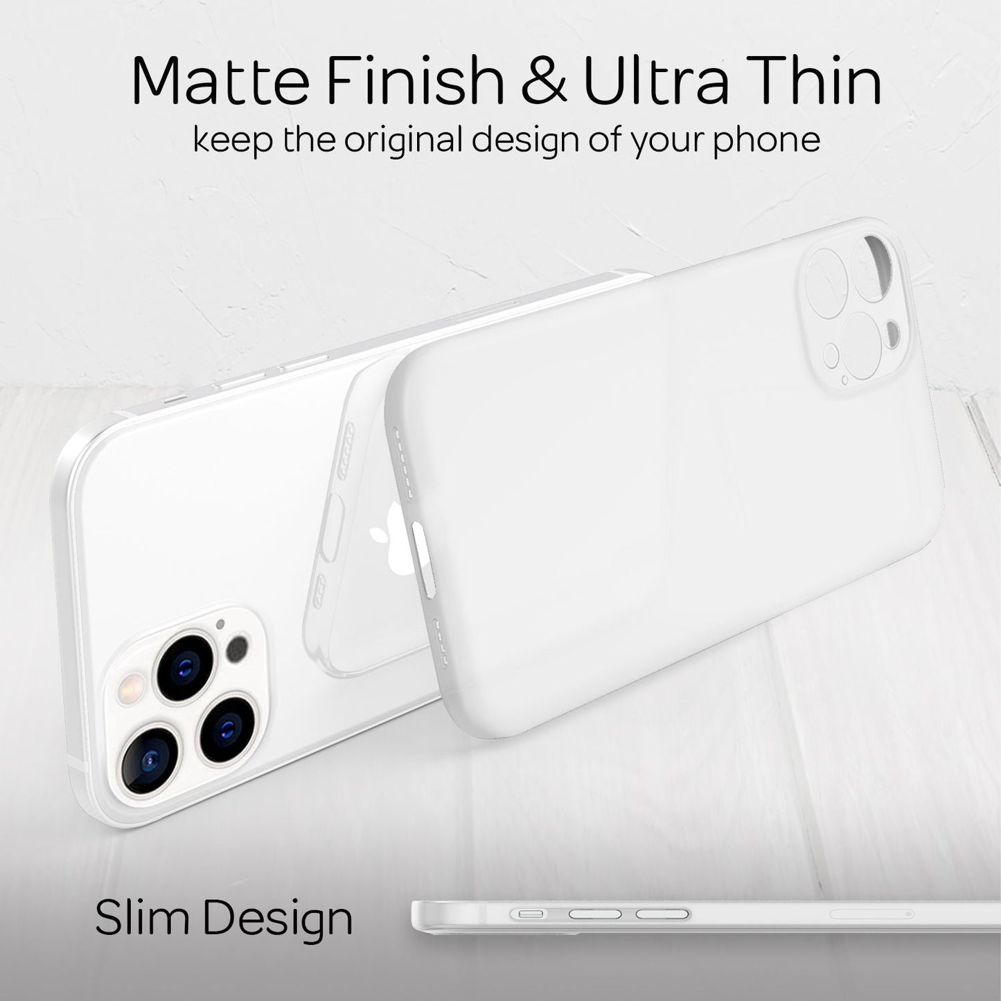 NALIA Ultra Slim Hardcase für iPhone 13 Pro Max – Matt-Transparent & 0.3mm Dünn – PHANTOM (Dünnes Cover & Kamera-Vollschutz) – Marke aus Berlin