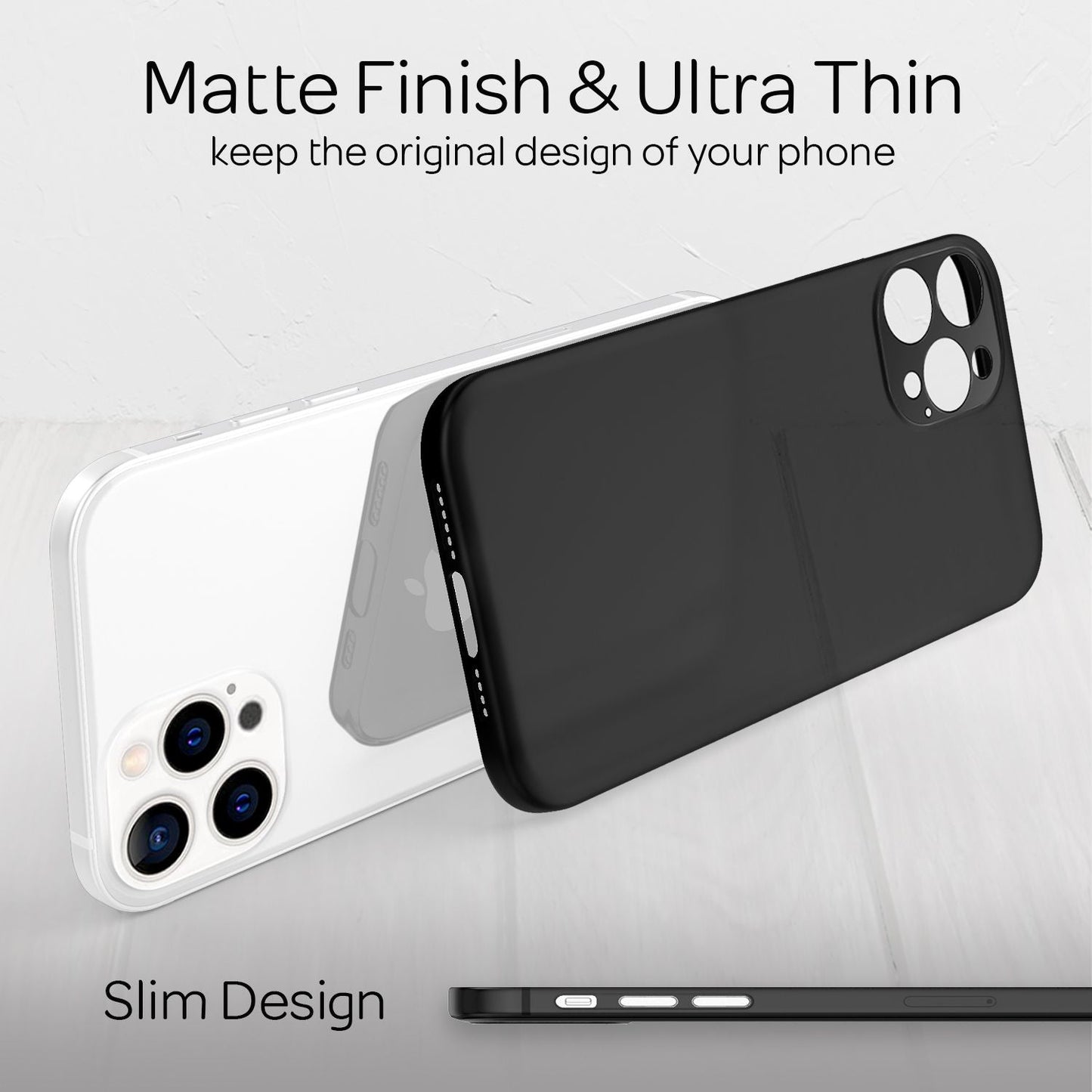 NALIA Ultra Slim Hardcase für iPhone 13 Pro Max – Matt-Transparent & 0.3mm Dünn – PHANTOM (Dünnes Cover & Kamera-Vollschutz) – Marke aus Berlin