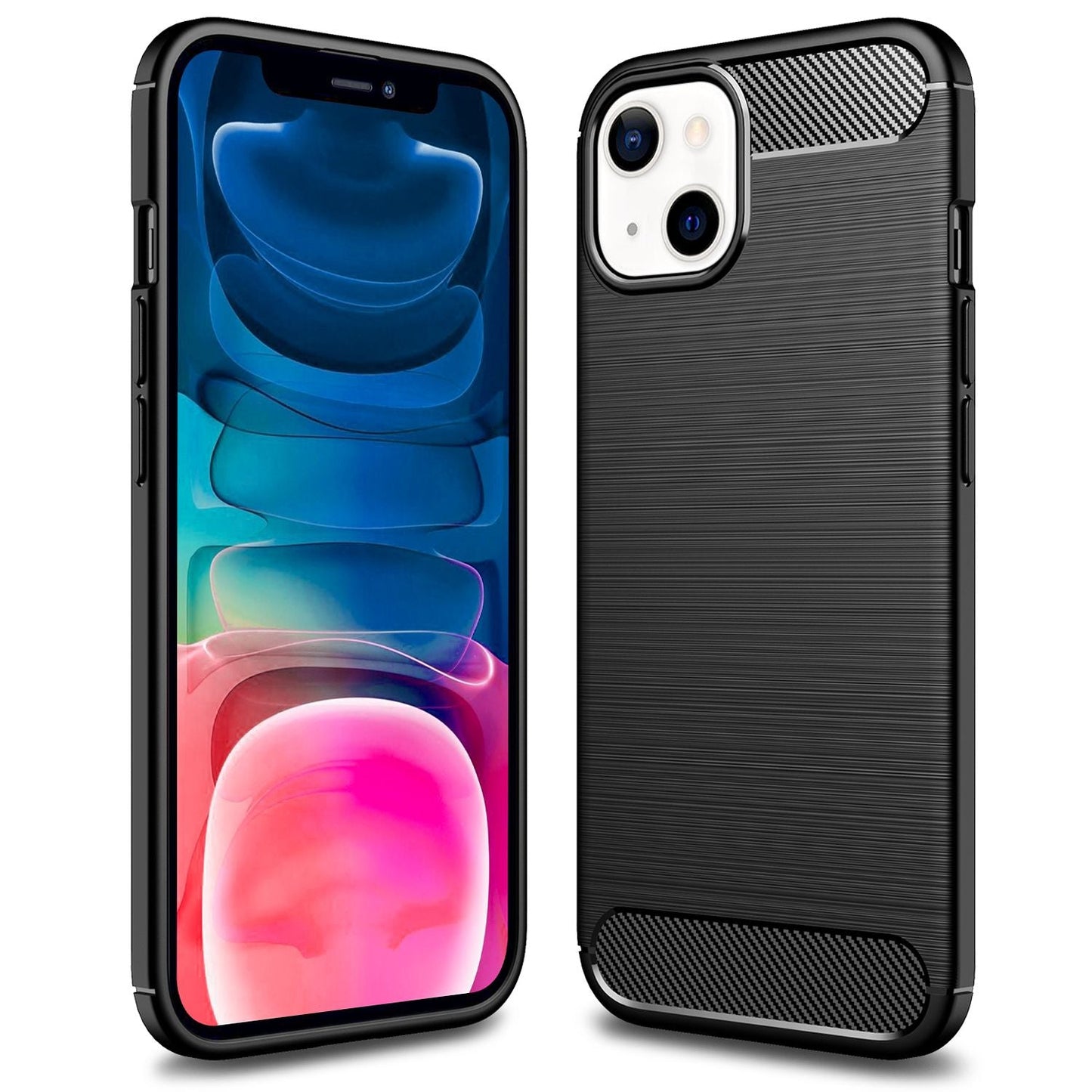NALIA Silikonhülle für iPhone 13 Mini – Rutschfest & Matt – VORTEX (Gebürstete Optik & Carbon Design) – Marke aus Berlin