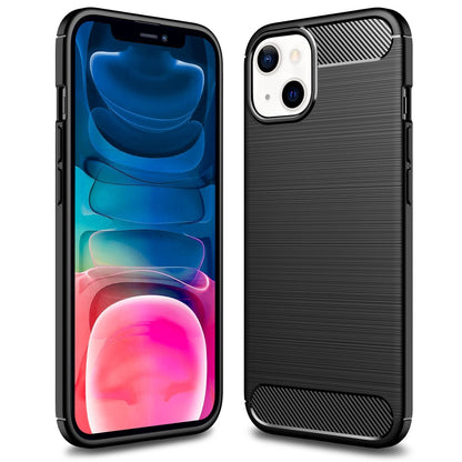 NALIA Silikonhülle für iPhone 13 Mini – Rutschfest & Matt – VORTEX (Gebürstete Optik & Carbon Design) – Marke aus Berlin