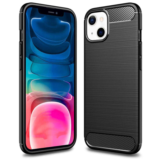 NALIA Silikonhülle für iPhone 13 Mini – Rutschfest & Matt – VORTEX (Gebürstete Optik & Carbon Design) – Marke aus Berlin