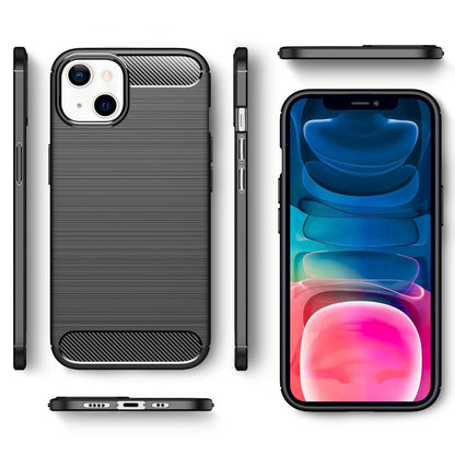 NALIA Silikonhülle für iPhone 13 Mini – Rutschfest & Matt – VORTEX (Gebürstete Optik & Carbon Design) – Marke aus Berlin