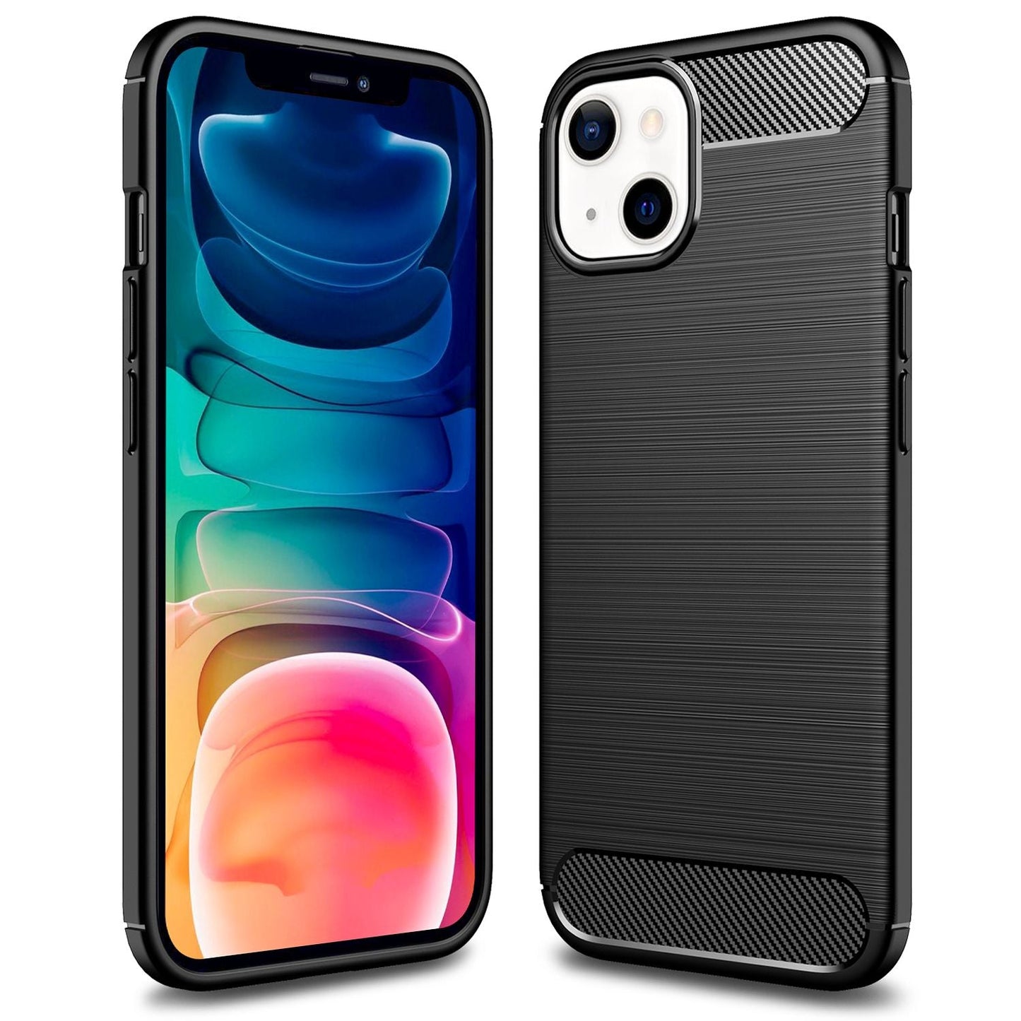 NALIA Silikonhülle für iPhone 13 – Rutschfest & Matt – VORTEX (Gebürstete Optik & Carbon Design) – Marke aus Berlin