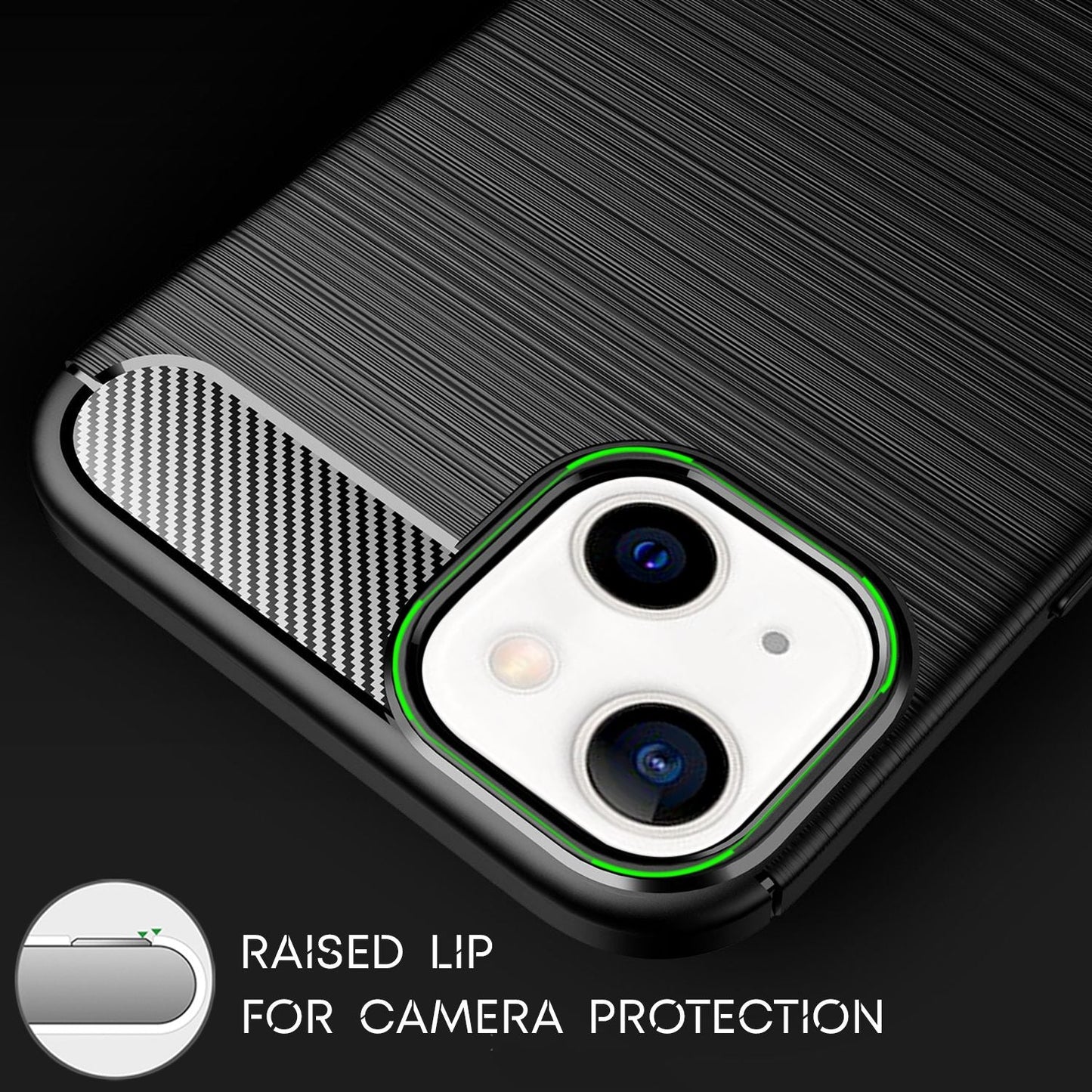 NALIA Silikonhülle für iPhone 13 – Rutschfest & Matt – VORTEX (Gebürstete Optik & Carbon Design) – Marke aus Berlin