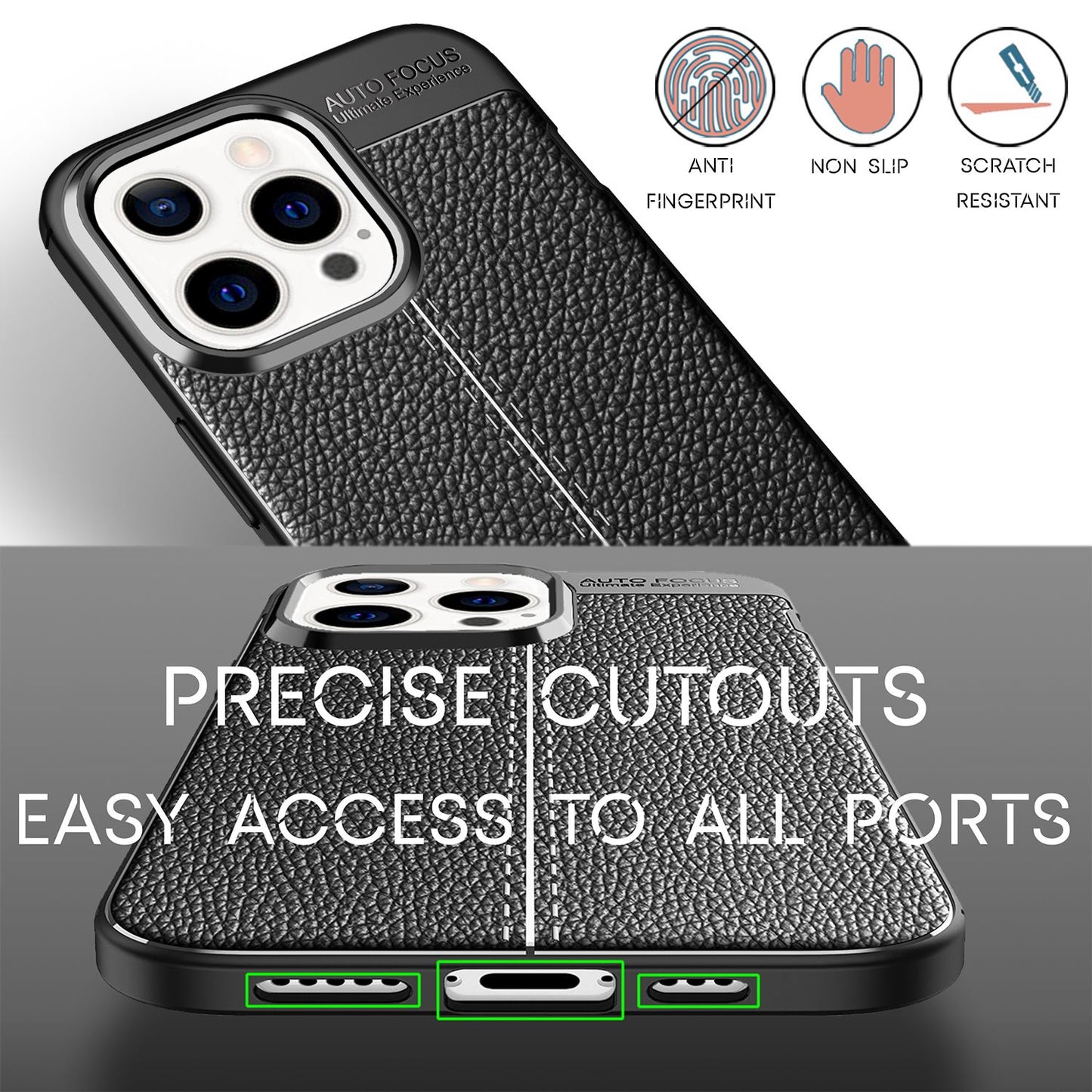 NALIA Leder-Optik Silikon Case für iPhone 13 Pro – Griffig & Matt – BARRON Handyhülle (Anti-Fingerprint, Stoßfest & Robust) – Marke aus Berlin