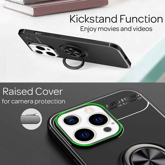 NALIA Ringhülle für iPhone 13 Pro – Ring-Ständer 360° & für Magnet-Halter – GRIP360 (Mattiertes Silikon Case) – Marke aus Berlin