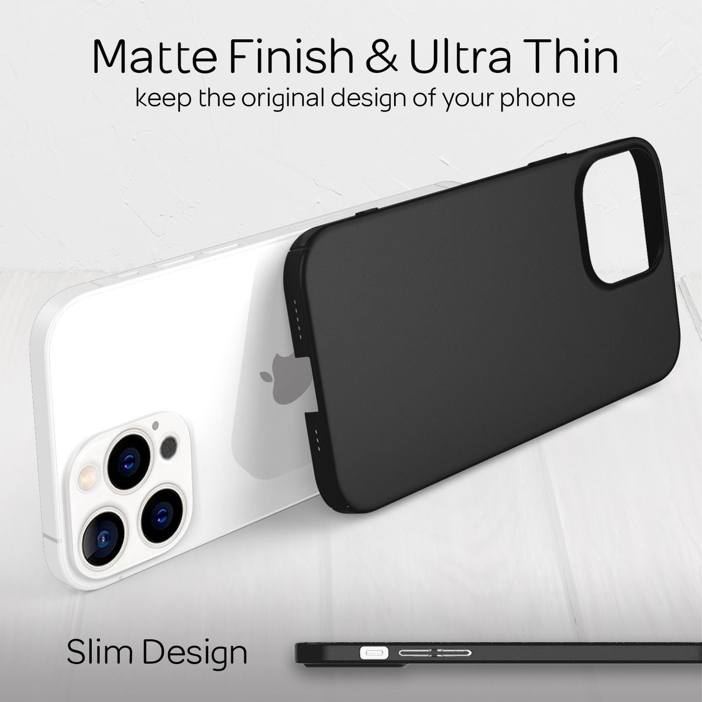 NALIA Ultra Slim Hardcase für iPhone 13 Pro – Anti-Fingerabdruck & 0.5mm Dünn – PUREFIT (Matt & Leicht) – Marke aus Berlin