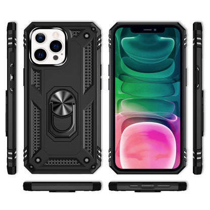 NALIA Panzerhülle für iPhone 13 Pro – Ring-Ständer 360° & Magnet-Halterung Kompatibel – RINGDEFEND (Stoßfestes Outdoor Case) – Marke aus Berlin