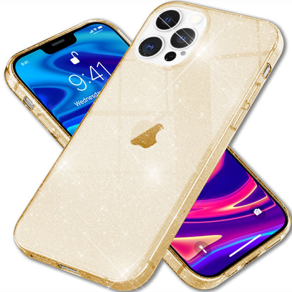 NALIA Glitzerhülle für iPhone 13 Pro – Funkelndes Silikon Case – DAZZLIN (Transparent & Stoßfest) – Marke aus Berlin