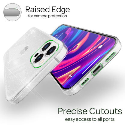 NALIA Glitzerhülle für iPhone 13 Pro – Funkelndes Silikon Case – DAZZLIN (Transparent & Stoßfest) – Marke aus Berlin
