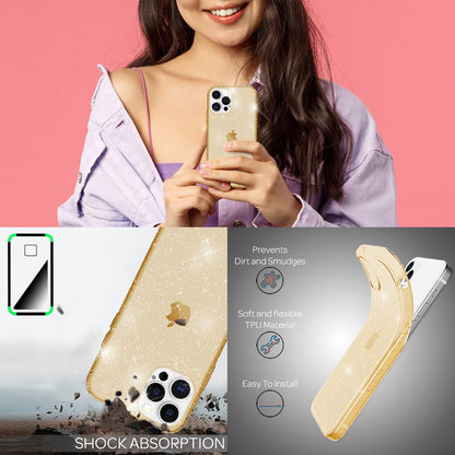 NALIA Glitzerhülle für iPhone 13 Pro – Funkelndes Silikon Case – DAZZLIN (Transparent & Stoßfest) – Marke aus Berlin
