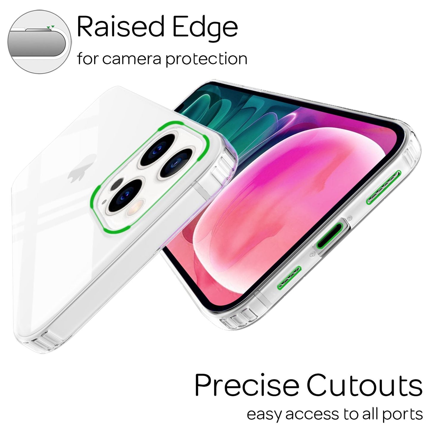 NALIA Transparente Hülle für iPhone 13 Pro – Harte Rückseite & Silikon Rand – IGNITE (Stoßfeste Handyhülle & Verstärkte Ecken) – Marke aus Berlin
