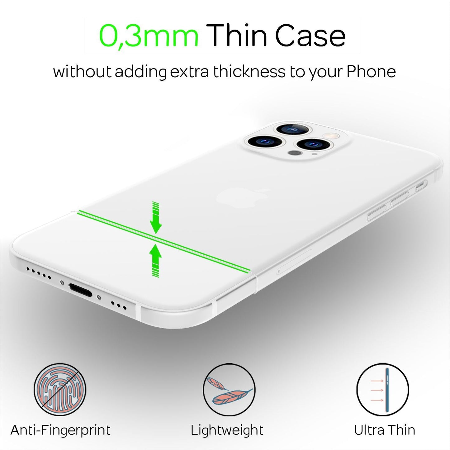 NALIA Ultra Slim Hardcase für iPhone 13 Pro – Matt-Transparent & 0.3mm Dünn – PHANTOM (Dünnes Cover & Kamera-Vollschutz) – Marke aus Berlin