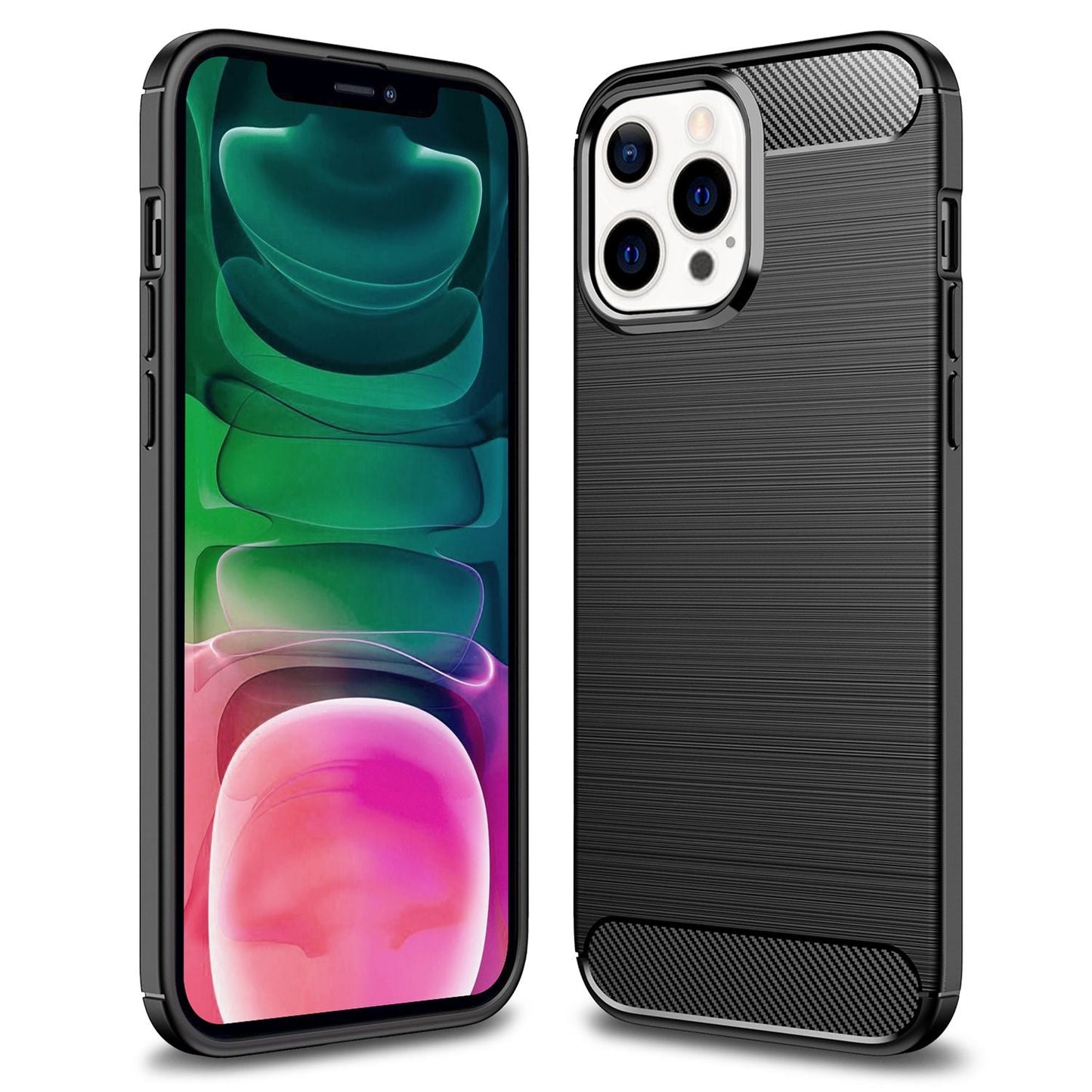 NALIA Silikonhülle für iPhone 13 Pro – Rutschfest & Matt – VORTEX (Gebürstete Optik & Carbon Design) – Marke aus Berlin