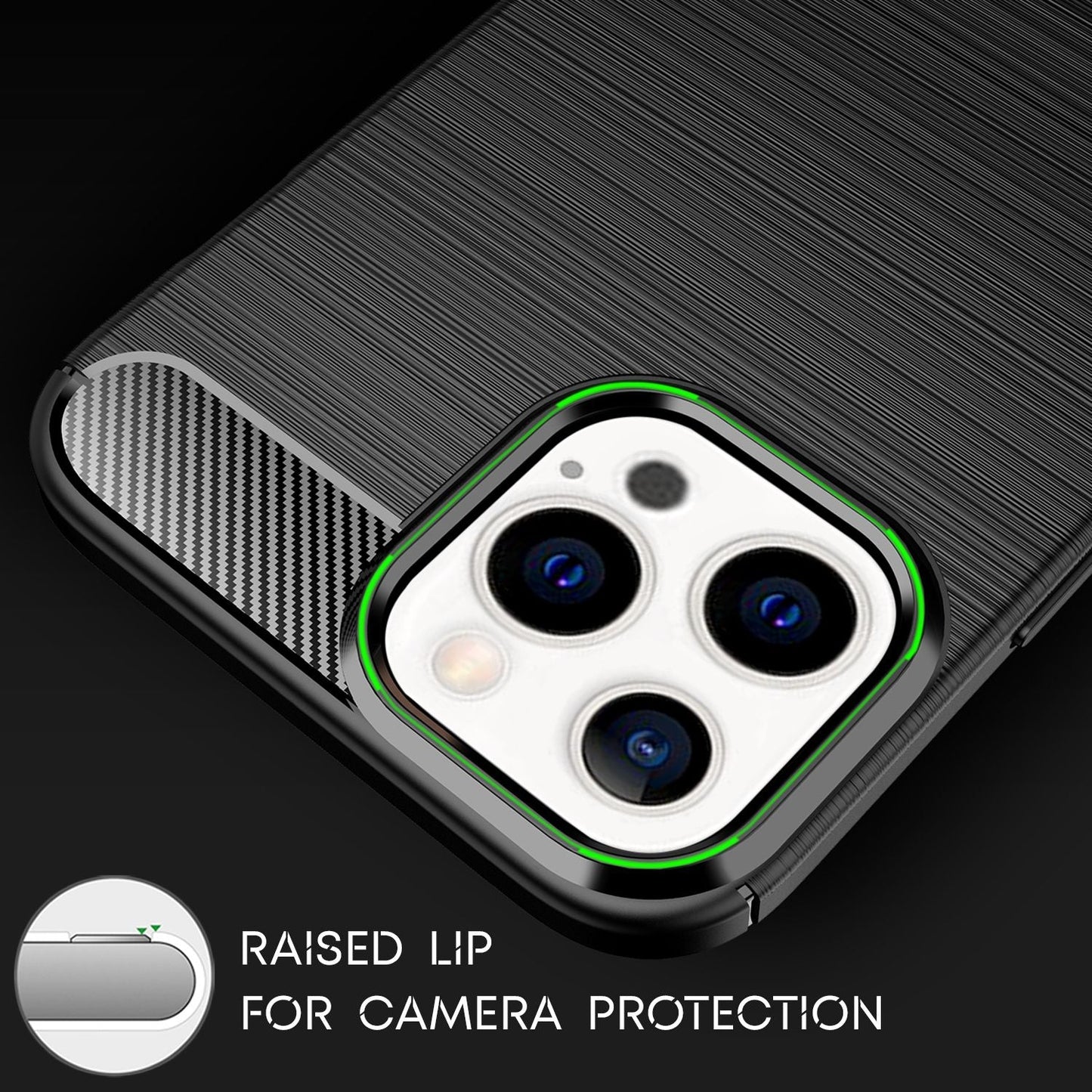 NALIA Silikonhülle für iPhone 13 Pro – Rutschfest & Matt – VORTEX (Gebürstete Optik & Carbon Design) – Marke aus Berlin
