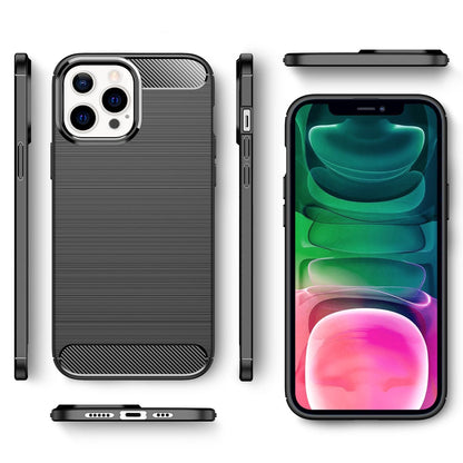 NALIA Silikonhülle für iPhone 13 Pro – Rutschfest & Matt – VORTEX (Gebürstete Optik & Carbon Design) – Marke aus Berlin