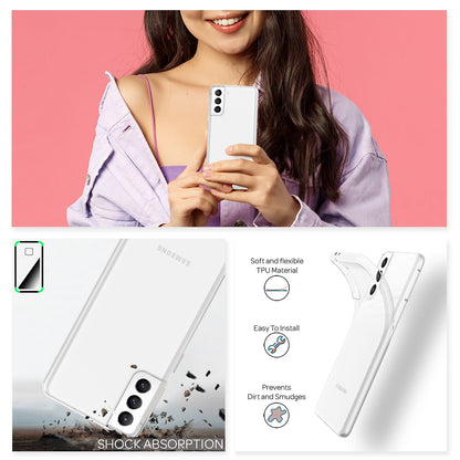 NALIA Transparente Silikonhülle für Samsung Galaxy S21 FE – Anti-Gelb & Rutschfest – GLAZE (Handyhülle Kristallklar, Schlank & Stoßfest) – Marke aus Berlin
