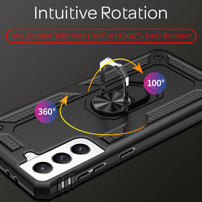 NALIA Panzerhülle für Samsung Galaxy S21 FE – Ring-Ständer 360° & Magnet-Halterung Kompatibel – RINGDEFEND (Stoßfestes Outdoor Case) – Marke aus Berlin