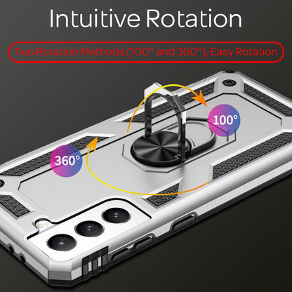 NALIA Panzerhülle für Samsung Galaxy S21 FE – Ring-Ständer 360° & Magnet-Halterung Kompatibel – RINGDEFEND (Stoßfestes Outdoor Case) – Marke aus Berlin