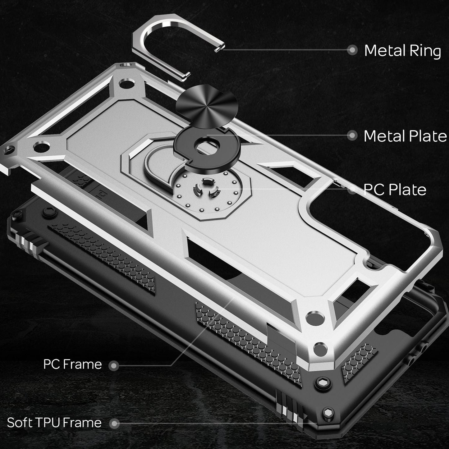 NALIA Panzerhülle für Samsung Galaxy S21 FE – Ring-Ständer 360° & Magnet-Halterung Kompatibel – RINGDEFEND (Stoßfestes Outdoor Case) – Marke aus Berlin