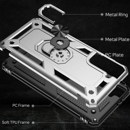 NALIA Panzerhülle für Samsung Galaxy S21 FE – Ring-Ständer 360° & Magnet-Halterung Kompatibel – RINGDEFEND (Stoßfestes Outdoor Case) – Marke aus Berlin
