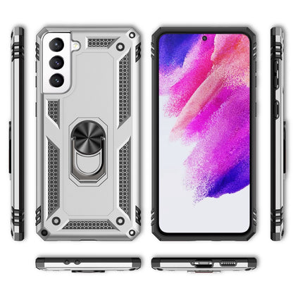 NALIA Panzerhülle für Samsung Galaxy S21 FE – Ring-Ständer 360° & Magnet-Halterung Kompatibel – RINGDEFEND (Stoßfestes Outdoor Case) – Marke aus Berlin