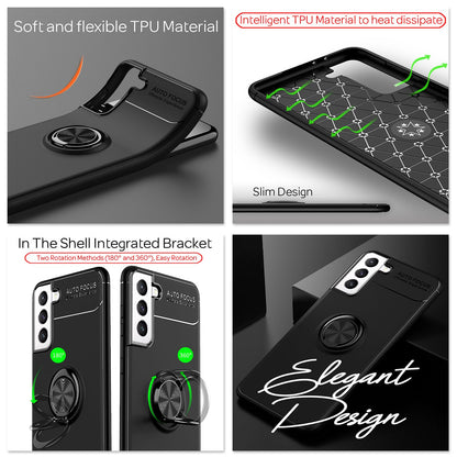 NALIA Ringhülle für Samsung Galaxy S21 FE – Ring-Ständer 360° & für Magnet-Halter – GRIP360 (Mattiertes Silikon Case) – Marke aus Berlin