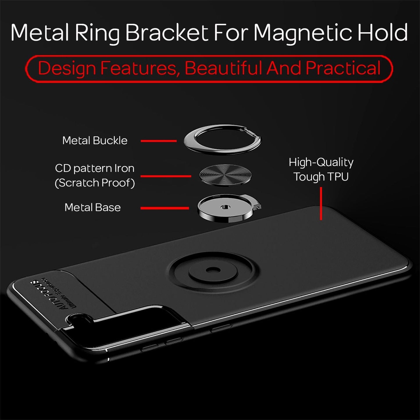 NALIA Ringhülle für Samsung Galaxy S21 FE – Ring-Ständer 360° & für Magnet-Halter – GRIP360 (Mattiertes Silikon Case) – Marke aus Berlin