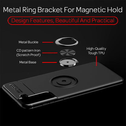 NALIA Ringhülle für Samsung Galaxy S21 FE – Ring-Ständer 360° & für Magnet-Halter – GRIP360 (Mattiertes Silikon Case) – Marke aus Berlin