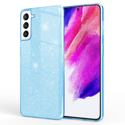 NALIA Glitzerhülle für Samsung Galaxy S21 FE – Funkelnder Glitzer-Look & Grip – SHINEPOP (Silikon Case) – Marke aus Berlin