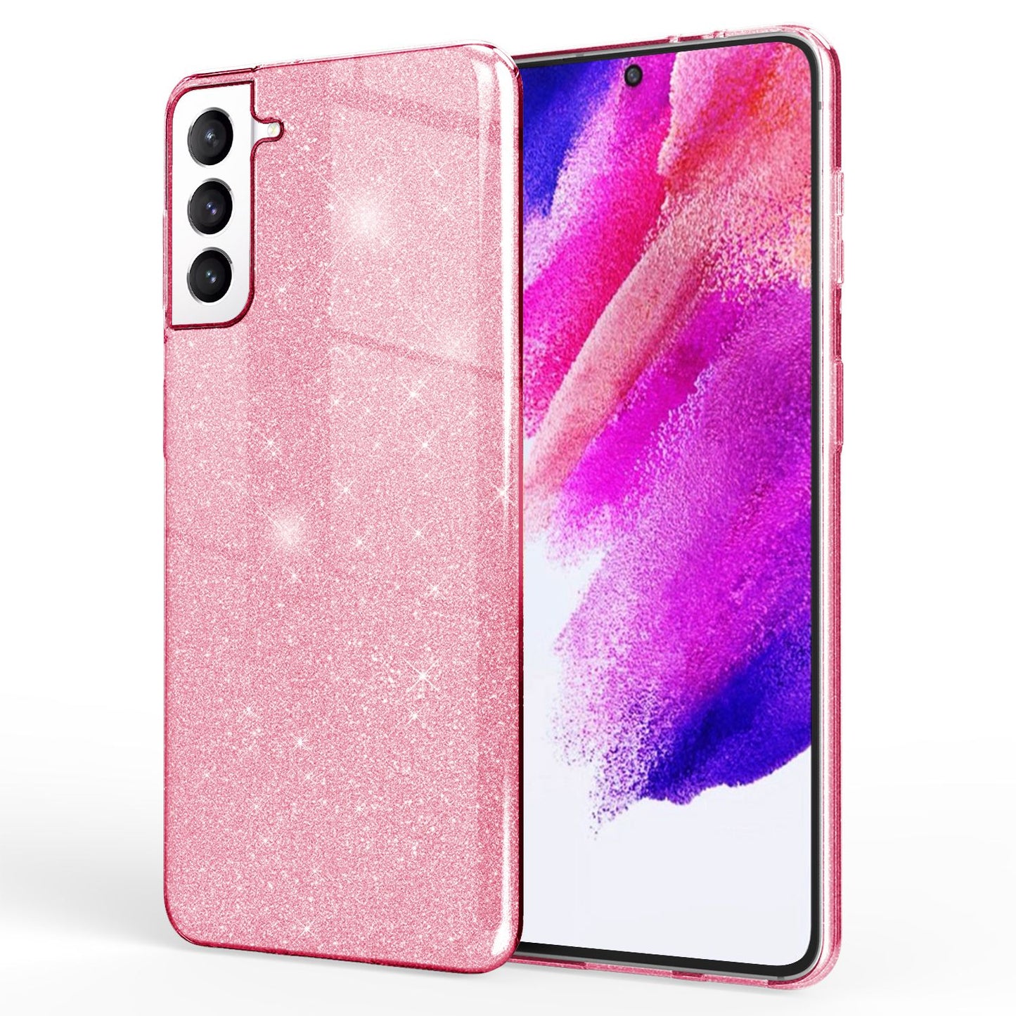 NALIA Glitzerhülle für Samsung Galaxy S21 FE – Funkelnder Glitzer-Look & Grip – SHINEPOP (Silikon Case) – Marke aus Berlin