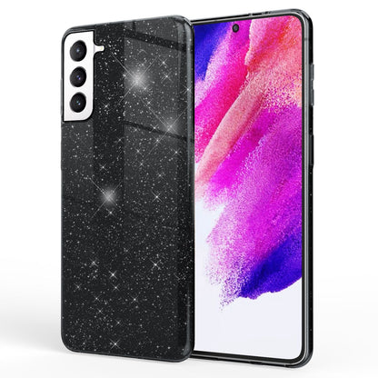 NALIA Glitzerhülle für Samsung Galaxy S21 FE – Funkelnder Glitzer-Look & Grip – SHINEPOP (Silikon Case) – Marke aus Berlin