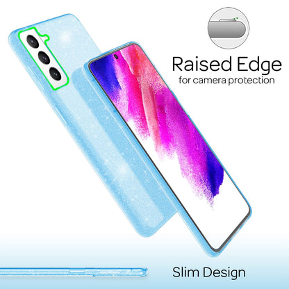 NALIA Glitzerhülle für Samsung Galaxy S21 FE – Funkelnder Glitzer-Look & Grip – SHINEPOP (Silikon Case) – Marke aus Berlin