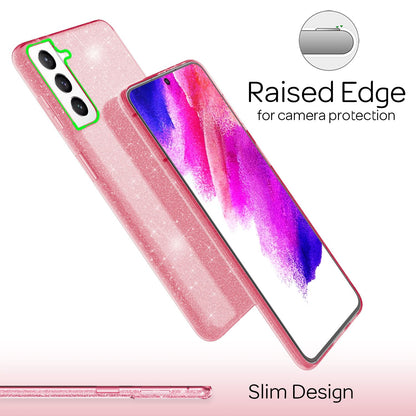 NALIA Glitzerhülle für Samsung Galaxy S21 FE – Funkelnder Glitzer-Look & Grip – SHINEPOP (Silikon Case) – Marke aus Berlin