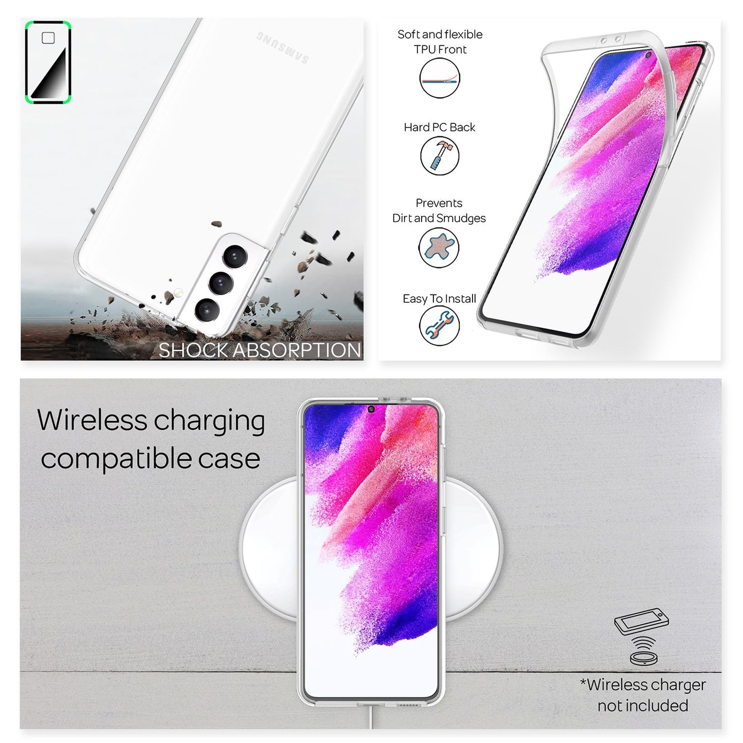 NALIA 360° Hülle für Samsung Galaxy S21 FE – Vorne & Hinten Schutz – 360GUARD (Full-Body Case) – Marke aus Berlin