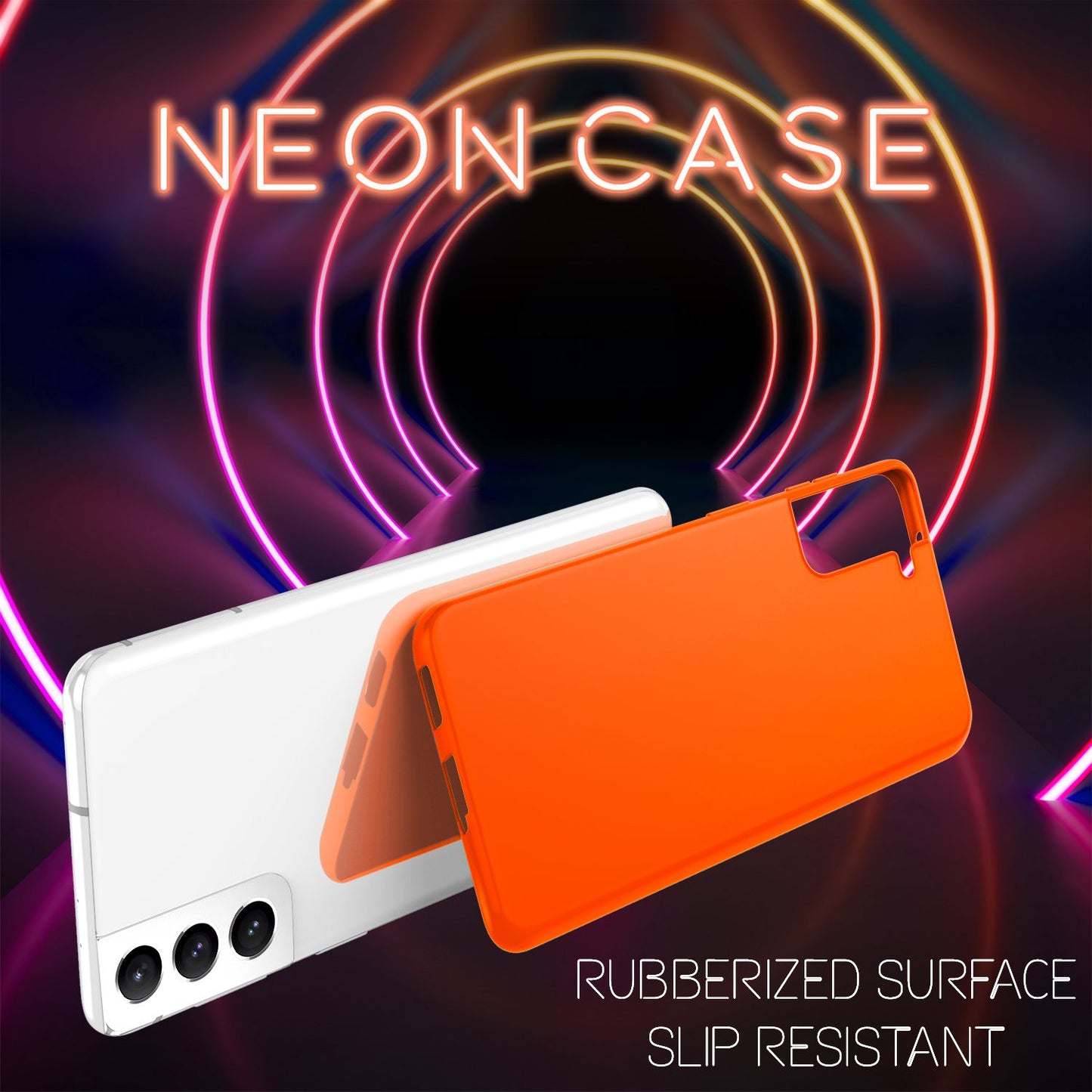 NALIA Neon Silikonhülle für Samsung Galaxy S21 FE – Soft-Touch & Signal-Neon – NEONSHOCK (Matte Schutzhülle) – Marke aus Berlin