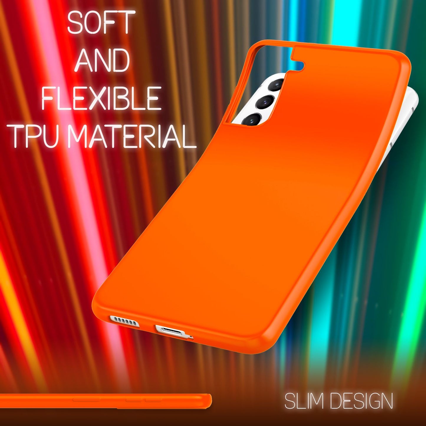 NALIA Neon Silikonhülle für Samsung Galaxy S21 FE – Soft-Touch & Signal-Neon – NEONSHOCK (Matte Schutzhülle) – Marke aus Berlin