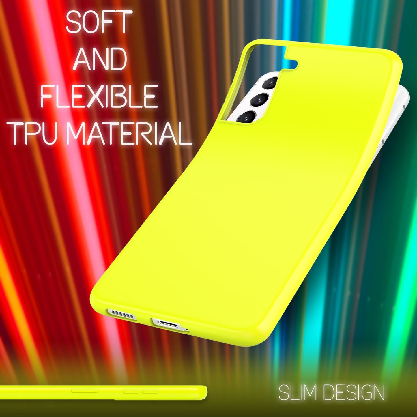 NALIA Neon Silikonhülle für Samsung Galaxy S21 FE – Soft-Touch & Signal-Neon – NEONSHOCK (Matte Schutzhülle) – Marke aus Berlin