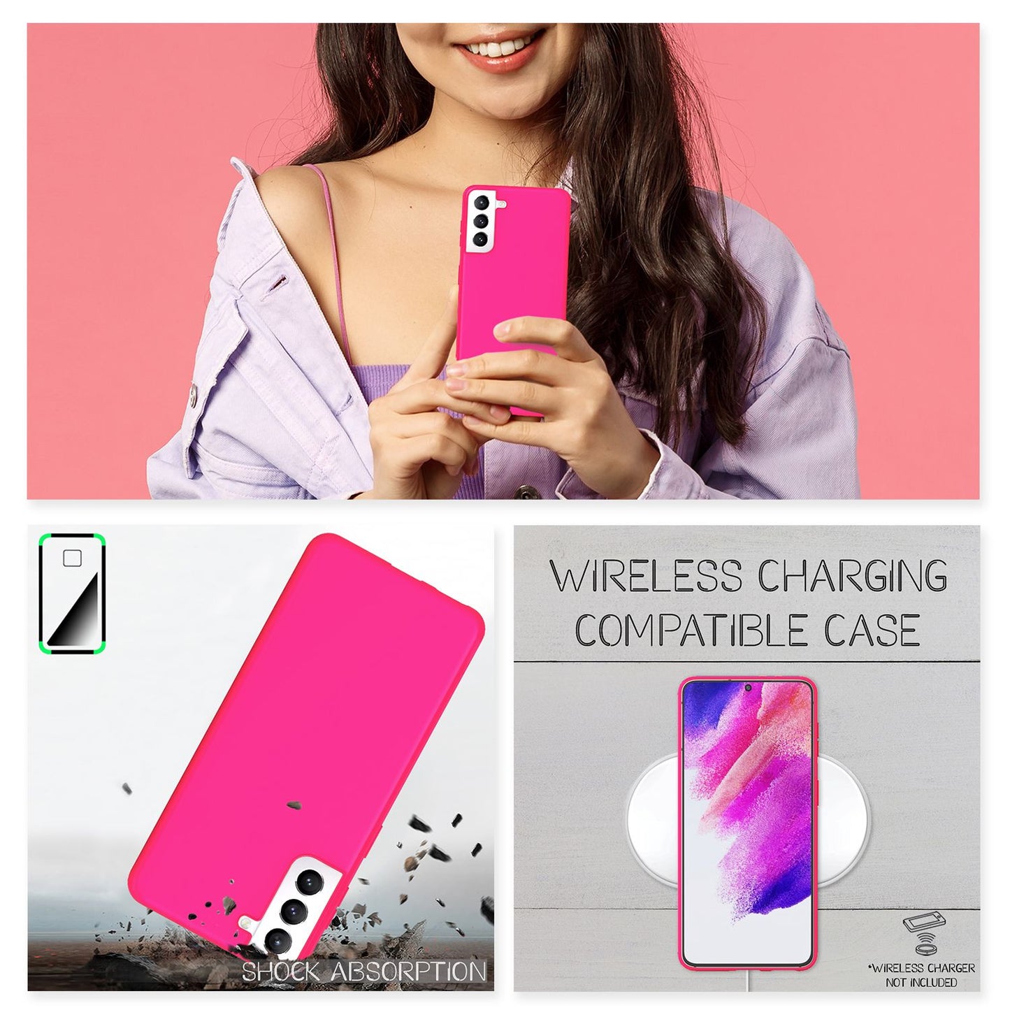 NALIA Neon Silikonhülle für Samsung Galaxy S21 FE – Soft-Touch & Signal-Neon – NEONSHOCK (Matte Schutzhülle) – Marke aus Berlin
