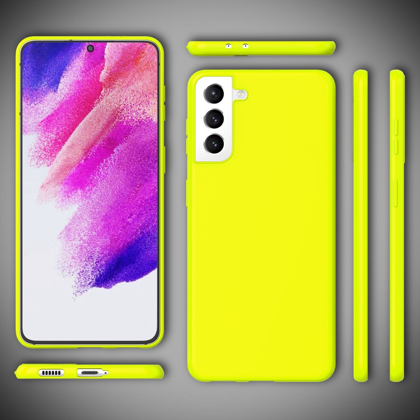 NALIA Neon Silikonhülle für Samsung Galaxy S21 FE – Soft-Touch & Signal-Neon – NEONSHOCK (Matte Schutzhülle) – Marke aus Berlin