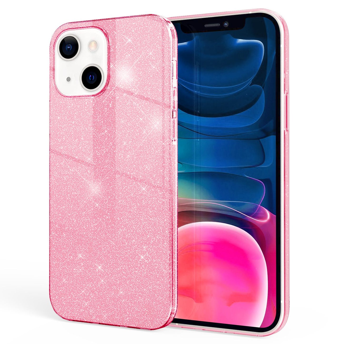 NALIA Glitzerhülle für iPhone 13 Mini – Funkelnder Glitzer-Look & Grip – SHINEPOP (Silikon Case) – Marke aus Berlin